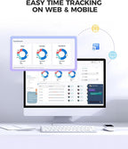 NGTeco Time Clock Cloud-Based, 4-in-1 Time Clocks for Employees Small Business, 2.4GHz WiFi Remote Control Clock in and Out Machine with Software & App, 10 IC Cards, 0 Monthly Fee