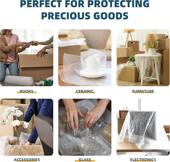 Metronic Bubble Cushioning Wrap 1 Pack 12 Inch x 15ft Total, Dense Bubble Packing Air Wrap Clear Bubble Packing Roll for Shipping and Moving Supplies