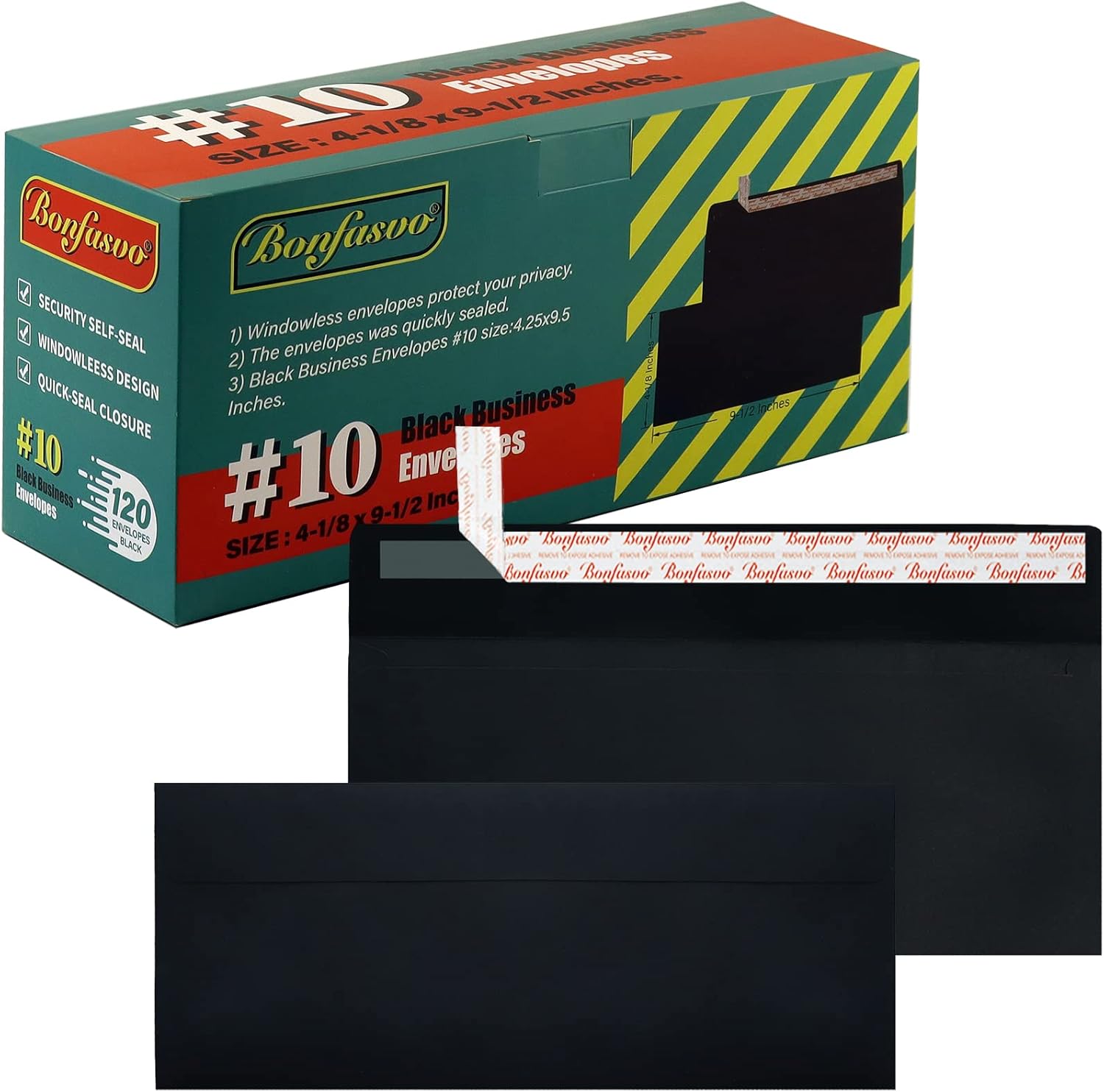 120 Pack #10 Black Security Envelopes 4-1/8 x 9-1/2 inches Self Seal Kraft Windowless Invisible Envelopes Super Strong Quick Seal Envelopes Security Tint Pattern Secure Mailing
