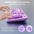 Wireless Keyboard and Mouse Set, 104 Round Keys Full-Size Cute Colorful Keyboard and Mouse with Retro Typewriter for PC/Mac/Laptop/Tablet/Computer/Windows Purple