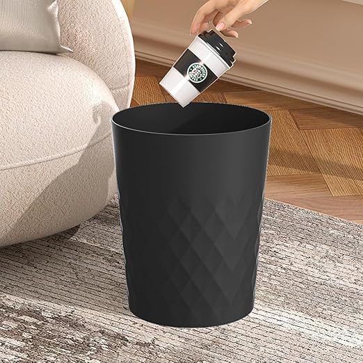 2 Pack Small Trash Can 1.8 Gallon Bathroom Garbage Can Waste Basket Recycling Bin for Dorms Bedrooms Offices Kitchens, Black