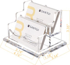 SANRUI Clear Horizontal Business Card Holder Stand for Desk, Acrylic Desktop Display Name Cards Holders Organizer Storage Rack,for Exhibition, Home , Office ,2 Tier 2 Pocket , 120 Card Capacity