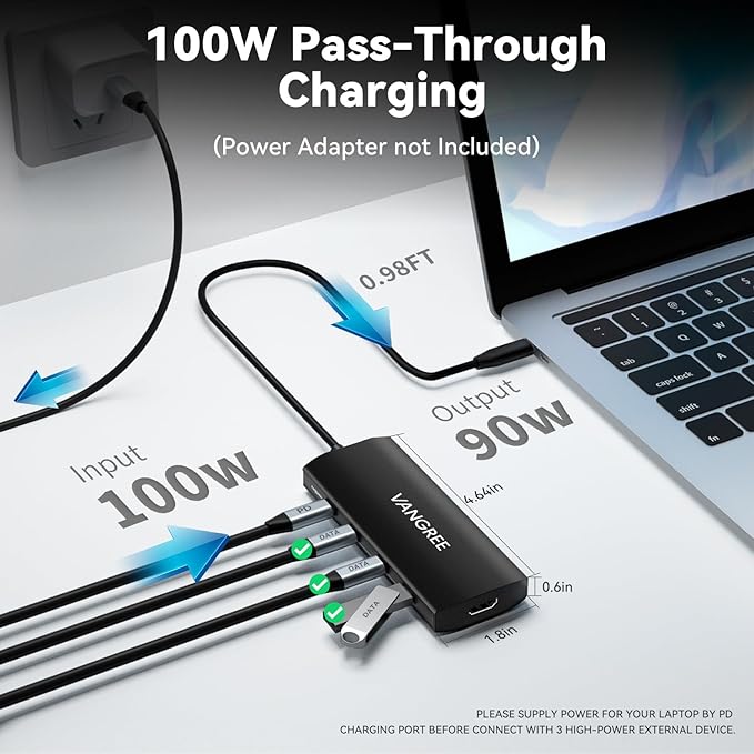 USB C to USB C Hub 10Gbps, 3 USB 3.2 Gen 2 Ports, 4K@60Hz HDMI, 100W PD, 3 USB 3.0 Ports, USBC Splitter Multiport Adapter for MacBook Pro/Air, iMac, iPad Pro, iPhone 15 (Not Support Type-C Monitor)