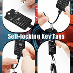 50 Car Key Tags with Labels Plastic Car Dealership Key Tags Self Locking Automotive Identifiers Blank Shop Labels with One Pen (Black)
