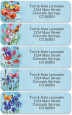 Colorful Images Floral Wings Rolled Personalized Return Address Mailing Labels with Dispenser, 5 Designs, Set of 500, Small ¾ x 2½ Inch Size, Custom Self-Adhesive Sticker Roll
