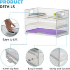 Marbrasse 3 Tier Paper Organizer Letter Tray, Mesh File Organizer with Handle, Paper Sorter Desk Organizer for Home Office Supplies - 2p Pink