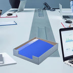 Leather Letter Tray,Stackable File Document Tray,Desk Organizer for Office Supplies,A4 Paper Case Rack,Desktop Organization,Pen Mail Magazine Storage Box (Grey)