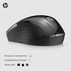 HP X3000 G3 Wireless Mouse - Black, 15-Month Battery, Side Grips for Control, Travel-Friendly, Blue LED, Powerful 1600 DPI Optical Sensor, Compatible with Wins PC/Laptop, Mac, Chromebook (683N7AA)
