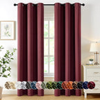MIULEE Burgundy Red Blackout Curtains for Bedroom Living Room 84 Inches Long 2 Panels, Thermal Insulated Room Darkening Drapes Solid Grommet Top Noise Reduction Christmas Window Treatments 40x84 Inch