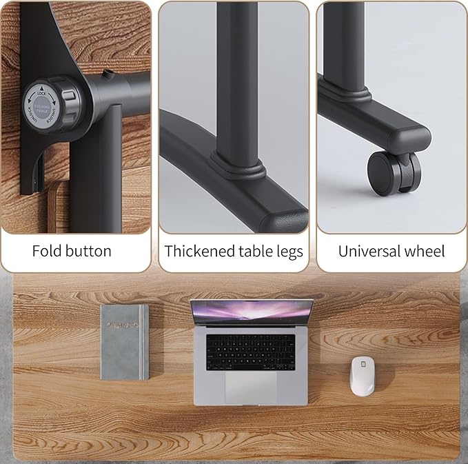 Folding Conference Table, Modern Conference Room Tables with Flip-Top Design, Foldable Conference Table Meeting Table with Wheels, Mobile Seminar Training Tables for Office Classroom (2, Walnut 2)