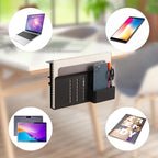 Desk Side Storage, Under Desk Laptop Mount, Table Side Hanging File Organizer, No Drill Clamp On Cable Management Tray, Laptop Holder with Magnetic Pen Holder for Office and Home(Black)