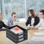 Leather Letter Tray, Office Supplies Desk Organizer for Mail Paper Files Magazines Jewelry Cosmetics,Luxury Letter Holder&Multipurpos Stackable Office Desktop Storage Box,Black