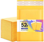52Pack Yellow 3.5x5inch Kraft Bubble Mailers Small Business Mailing Packages Self-Sealing Paper Envelopes, Mailer Shipping Padded Envelopes with Strong Adhesion for Jewelry Makeup Supplies