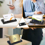 Acrylic Business Card Holder Black 1Pack Enlarged Holds 120 Cards for Office/Exhibition/Restaurant Desk/Counter Display Name Card Organizer Stand