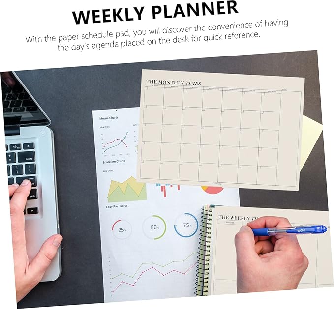 STOBOK 2pcs Tear- Notebook Daily for Monthly Memo Paper Time Planning Weekly Task Checklist Off Management Planner Noting Students Book Notepad Calendar Pad Home Schedule Agenda