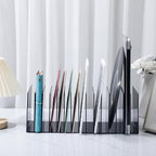 Ctosree Acrylic File Organizer for Desk Vertical 15 Compartments File Sorter Mail Organizer Desktop Countertop Folder Stand Racks for Office Home School Desk(Rectangle,Black)