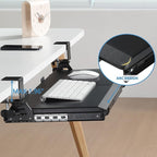 ETHU Keyboard Tray Under Desk, Pull Out Keyboard & Mouse Tray with C-clamp, Ergonomic Desk Keyboard Tray Slide Out, Pull Out Platform Drawer for Home and Office（Black）