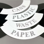 Safco Trash Can Recycle Bin Combo, 28 Gallon Each (3 Bin), At Your Disposal Recycling Center, Black/Grey