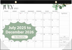 Desk Calendar 2025-2026, 18 Months (July 2025 to December 2026) - Large Size 17" x 12" Desktop/Wall Monthly Calendar with To Do List, Personal Desk Calendar Planner for Home, School, Office - Leaf