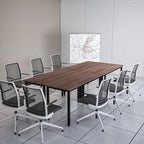 Bonzy Home Conference Tables 9ft Office Computer Desk for Meeting Room Study Writing Printer Podcast Table for 4-8 People Rustic Walnut 2PCS 110.2"x23.6"x29.5"