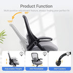 HYLONE 400lbs Heavy Duty Office Chair, 5" Thickened Seat Ergonomic Desk Chair with Adjustable Armrests, Home Office Computer Chairs for Long Hours Mesh Executive Chair(Dark Grey)