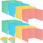 24 Pack Desk Privacy Panel Desk Divider - Pastel Colorful Testing Dividers for Classroom Supplies- Easy Clean Privacy Shields for Student Testing Desk dividers- Includes Extra Labels