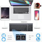 iClever BK10 Bluetooth Keyboard, Universal Bluetooth 5.1 Wireless Keyboard with Number Pad, Ergonomic Design, Multi-Device Compatibility, Stable Connection for Mac, iPad, iPhone, Android, Windows