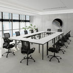 Bonzy Home Conference Tables 20ft Office Computer Desk for Meeting Room Study Writing Printer Podcast Table for 24 People Modern White 10PCS 236.2"x47.2"x29.5"