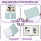 PerKoop 12 Pcs Jumbo Book Covers Stretchable Fabric School Book Protector Reusable Washable Cover Protector for Most Hardcover Textbooks (Vintage Color,9 x 11 Inch)