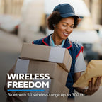 BlueParrott M300-XT SE Mono Bluetooth Wireless Headphones 80% Noise Canceling Earpiece Headset for Mobile Workers & Delivery Drivers, Compact Design with IP54-Rated Protection, 14 hrs Talk Time, Black