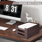 PU Leather Letter Tray - Load Documents Trays Front for Office Desktop Organizer - Desk Magazine, File, A4 Paper Holder - Paper Document File Holder Drak Brown (Drak Brown, A4-Tray)