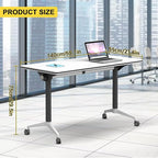 Conference Room Table with Flip-Top Design for Dynamic Meetings, Business Table Computer Desk with Heavy-Duty Frame,Foldable Seminar Meeting Tables for Home Office (2, E, 55.1IN)
