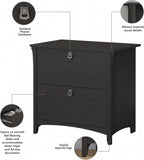 Bush Furniture Salinas 2 Drawer Lateral File Cabinet in Vintage Black, Home Office Storage Solution, Organizer with Drawers for Workspace, Filing Unit