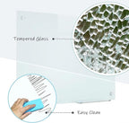 Magnetic Glass Writeboard 48"X36" Premium Tempered Dry Erase Boards Wall Mounted Frameless Whiteboard Bulletin Message Boards (White)