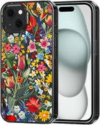 MOSNOVO Case for iPhone 15 Plus, [10ft 4X Military-Grade Drop Protection] Durable & Shockproof Phone Case Cover Design for iPhone 15 Plus / 14 Plus - in The Garden - Clear Black