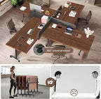 Conference Table,Folding Conference Tables Modern White Conference Room Table with Wheels, 2-10 Persons,for Office, Meeting Room (4, 1619YHT, 47IN)