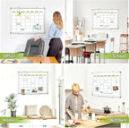 Dry Erase Calendar Whiteboard for Wall, 24" x 18" Magnetic Monthly White Board Calendar, Hanging Double-Sided White Board for Planning, Memo, School, Home, Office