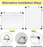 VUSIGN Monthly Dry Erase Calendar Whiteboard for Wall, 16" X 12" Double-Sided Board, Hanging Whiteboard Dry Erase for Office, Desk, Kitchen, Dorm, Silver