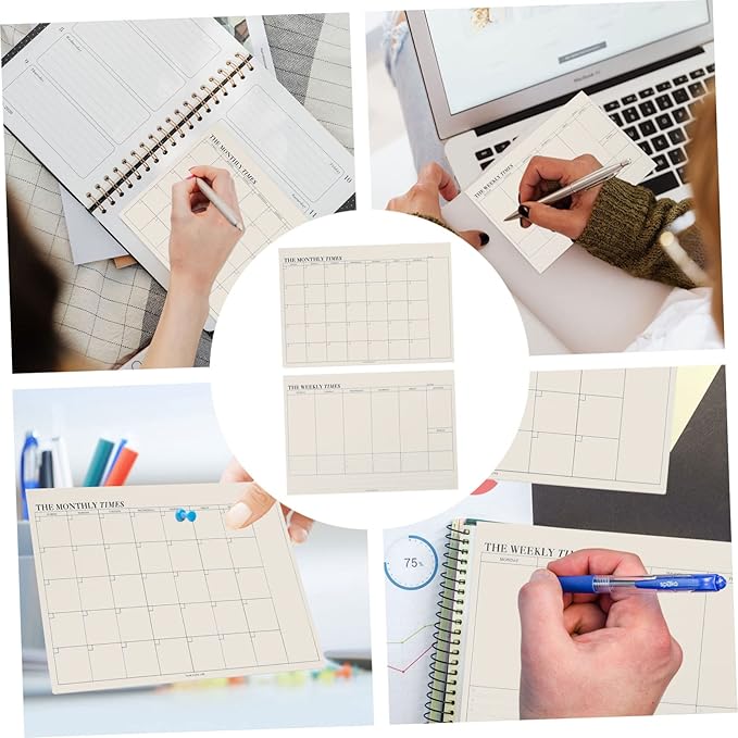 STOBOK 2pcs Tear- Notebook Daily for Monthly Memo Paper Time Planning Weekly Task Checklist Off Management Planner Noting Students Book Notepad Calendar Pad Home Schedule Agenda