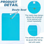 Geyee 100 Pcs Clasp Manilla Envelopes 9 x 12 Inch Gummed Colored Envelopes for Storing or Mailing for Home Office Business Supplies(Lake Blue)
