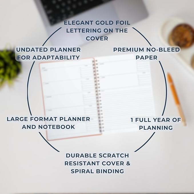 | Ultimate Yearly, Daily, Weekly, Monthly Planner | 8.25" x 11.75" | To Do List Notebook for Work | Simple Design | Multiple Layouts | Academic Planner and Organizer Notebook (Navy, Yearly Planner - Portrait)