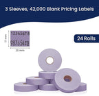 Perco Lavender Pricing Labels for Monarch 1136 Price Gun - 3 Sleeves, 24 Rolls Value Pack - 42,000 Price Marking Labels - with Ink Rolls Included