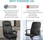 Executive Leather Office Chair, Big and Tall Office Chair with Footrest Home Office Desk Chairs, Ergonomic Computer Desk Chair with Lumbar Support, Reclining Desk Chair with Adjustable Angle