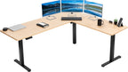 VIVO Electric Corner L-Shaped 75 x 63 in Real Bamboo Standing Desk, Memory Height Adjustment, Black Frame, DESK-E3CTBO-75