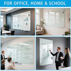 KIZZBY Glass Dry Erase White Board - Magnetic Boards for Wall, 72"x48" Large Frameless Whiteboard for Office, Home & School