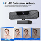 4K Auto Focus Webcam for PC, 4 AI Noise-Canceling Mics UHD Web cam, Auto Light Correction, 85°FOV Computer Web Camera, USB C Plug&Play Webcam with Tripod & Privacy Cover Works w/Zoom/Skype/Google
