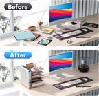 Gianotter Desk Organizer for Women, 6-Tier Paper Organizer with Magazine Rack, Office Desk Decor, Office Supplies (Rose Gold)