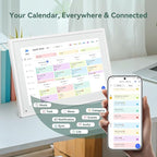 10.1 Inch WiFi Digital Calendar, Smart Touchscreen Interactive Display for Family Schedules Chore Chart, Meal Planner, To Do List, Smart Sync Switchable Digital Photo Frame w/Desk Stand