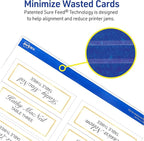 Avery Printable Place Cards with Sure Feed Technology, 1-7/16" x 3-3/4", White with Gold Border, 150 Blank Tent Cards for Laser or Inkjet Printers (35701)
