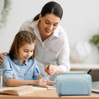 XQXA Extra Large Capacity Pencil Case Organizer, Multifunctional Pencil Pouch with Compartmens, Travel Simple Stationery Bag, Nylon Pencil Bag for Adults (Blue)